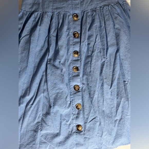 Blushmark Denim Midi Blue Dress Spaghetti Straps Stretchy Back Size Large - Picture 3 of 9